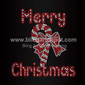 Merry Christmas Rhinestone Iron On Transfers